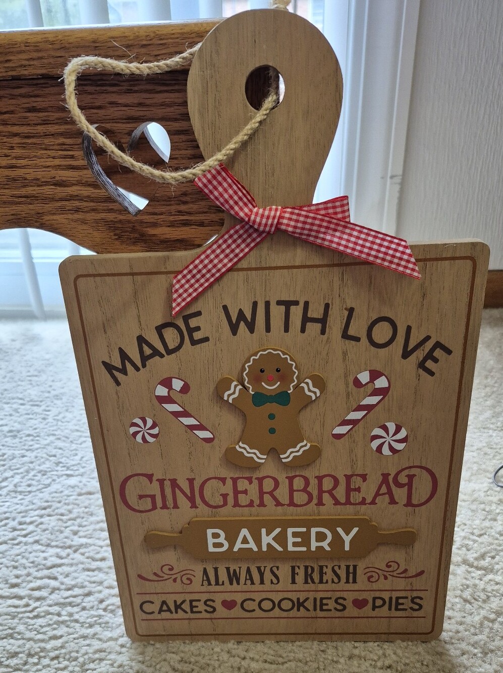 Made With Love Gingerbread Bakery Decorative Cutting Board - Hanging Decor-NEW